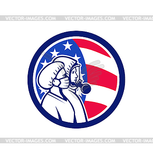 American Healthcare Workers As Heroes Circle Retro - vector clipart