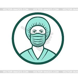 Nurse Wearing Surgical Mask Icon - vector image