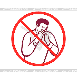 Sneezing or Coughing Into Hand Icon Circle Retro - royalty-free vector clipart