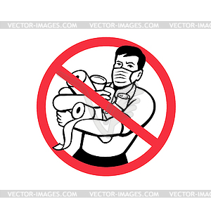 Stop Panic Buying Male Shopper Sign Icon - vector clipart