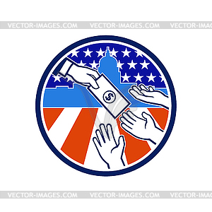 American Stimulus Payment Package Icon Retro - vector image