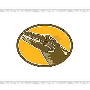 Alligator Head Looking Up Oval WPA Style - vector image