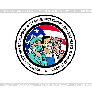 American Front Line Workers USA Flag - vector clipart