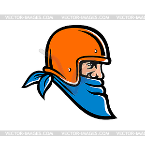 Bandit Biker Wearing Bandana and Helmet Mascot - vector image