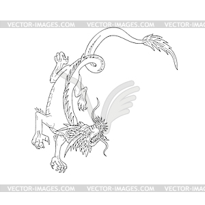 Chinese Dragon Stalking Drawing - vector clipart