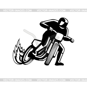 Dirt Track Motorcyle Racing Black and White - vector image