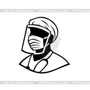 Medical Professional Wearing Face Mask Black and - vector image