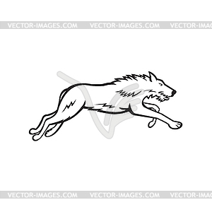 Scottish Deerhound Side Black and White - vector clip art