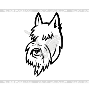 Scottish Terrier Head Mascot Black and White - vector clipart