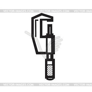 Caliper Tool Side Retro Black and White - vector clip art