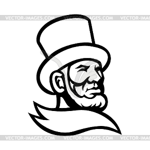 Abraham Lincoln Head Mascot Black and White - white & black vector clipart