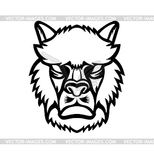 Злой альпака или талисман головы ламы черно-белый - изображение в формате EPS