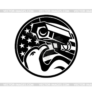 American Eagle and Security Camera USA Flag Circle - vector clipart