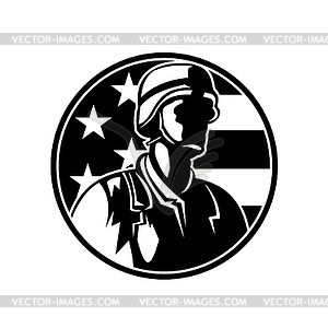 American Soldier Military Serviceman Looking Side - vector image