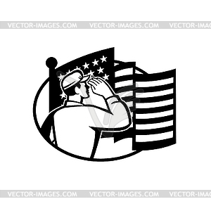 American Soldier Salute USA Stars and Stripes Flag - vector clip art