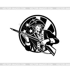 American Revolutionary Soldier with Rifle and USA - vector image