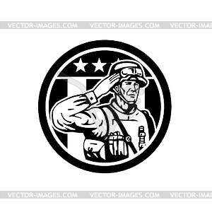 American Soldier Military Serviceman Saluting USA - vector clipart