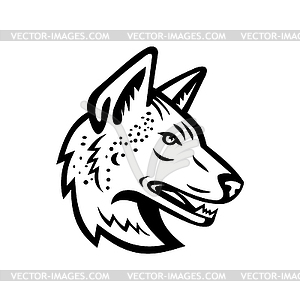 Gray Wolf or Arabian Wolf Head Mascot Black and - vector image