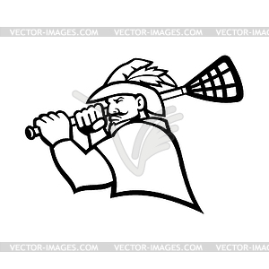 Robin Hood or Green Archer With Lacrosse Stick Spor - vector clipart