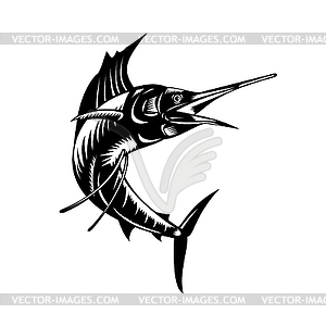 Atlantic Sailfish Jumping Up Viewed of Side - vector clip art