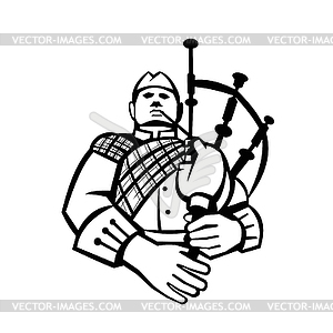 Scotsman Bagpiper Player Playing Bagpipes Front Vie - vector clip art