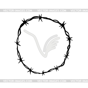 Barbed Wire Ring Black and White - vector image