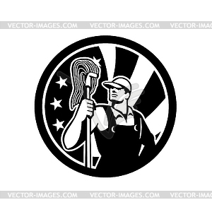 American Industrial Cleaner USA Flag Icon - vector clip art