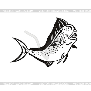 Mahi-mahi or Common Dolphinfish Jump Up Retro - vector clip art
