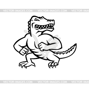 Gator or Alligator Standing in Fighting Stance - vector clipart