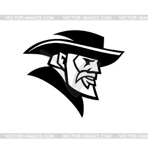 General Robert Lee Head Mascot Black and White - white & black vector clipart