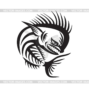 Mahi-Mahi Dorado Dolphinfish Angry Skeleton Retro - royalty-free vector clipart