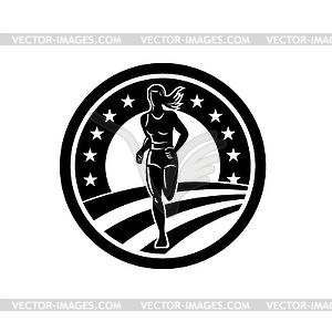 American Female Marathon Runner Triathlete Black an - vector image