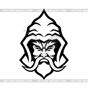 Wizard Sorcerer Warlock Head Front View Mascot Blac - vector image