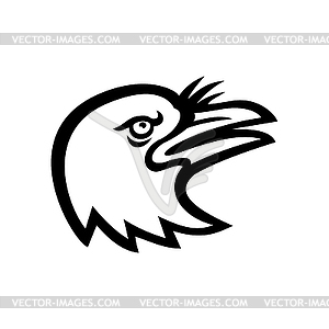 American Crow Head Side Mascot Black and White - vector image
