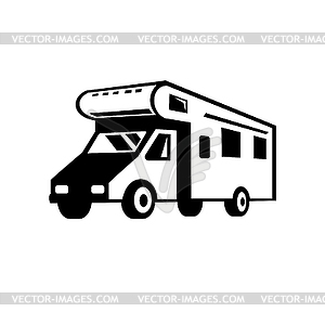 Campervan Motorhome Caravan Car Viewed of Side Retr - vector image