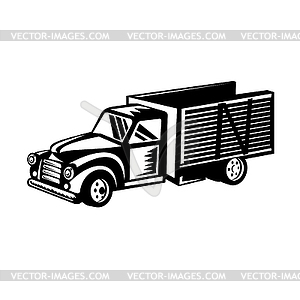 Vintage Classic American Pickup Truck with Wood Sid - vector clipart