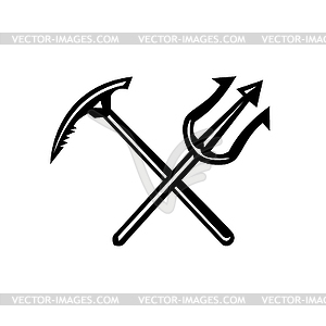 Crossed Climbing Mountaineering Ice Axe and - vector clipart