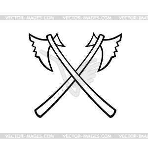 Crossed Medieval Executioner Headsman Battle Axe - vector image