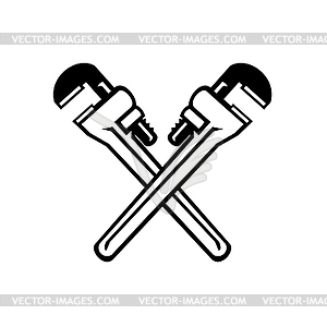 Crossed Adjustable Pipe Wrench or Monkey Wrench - vector image