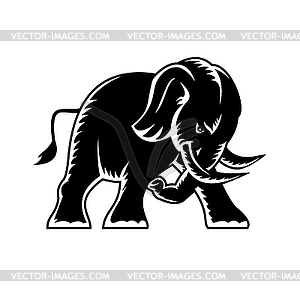 Angry Elephant Charging Attacking Side View Mascot - vector EPS clipart