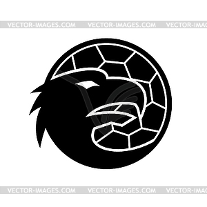 Head of European Eagle Inside Handball Ball Mascot - vector image