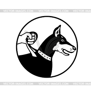 Dobermann Doberman Pinscher or Dobie on Leash Side - vector clip art