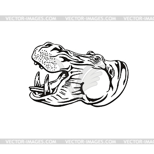 Head of Hippo Common Hippopotamus or River - vector EPS clipart