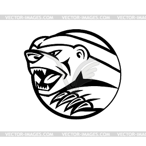 Angry Honey Badger Swiping Attacking Mascot Black - vector image