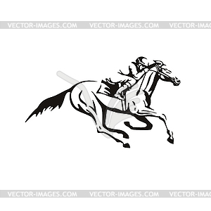 Jockey Riding Horse Horseback or Horse Racing - vector clip art