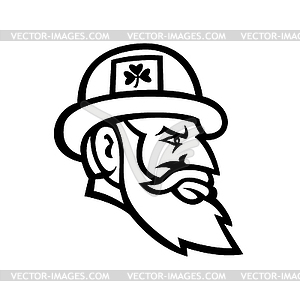 Head of an Irish Leprechaun Side View Mascot Black - vector image