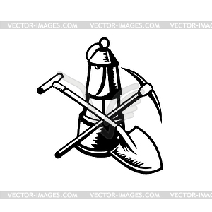 Vintage Coal Miner`s Lamp or Davy Lamp with - vector clipart