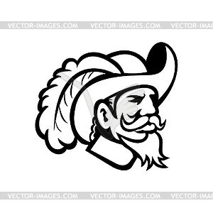 Head of Cavalier or Musketeer Viewed of Side - vector EPS clipart