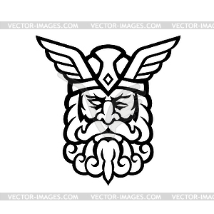 Head of Odin Norse God Front View Mascot Black and - vector clipart