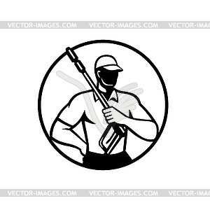 Power Washer With Pressure Washing Wand Retro Circl - vector clip art